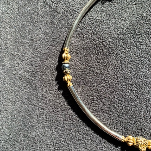 Silver and Gold-Tone Beaded Choker - Picture 3 of 5